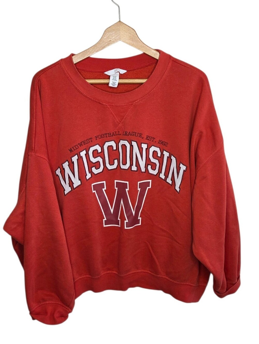 H&M Wisconsin Oversized Drop Shoulder Graphic Crewneck Sweatshirt Size XXL